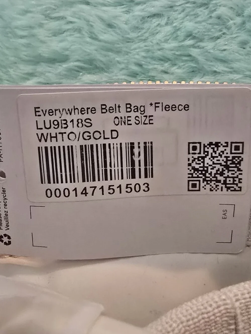 lululemon Fleece  Everywhere Belt Bag — White NWT